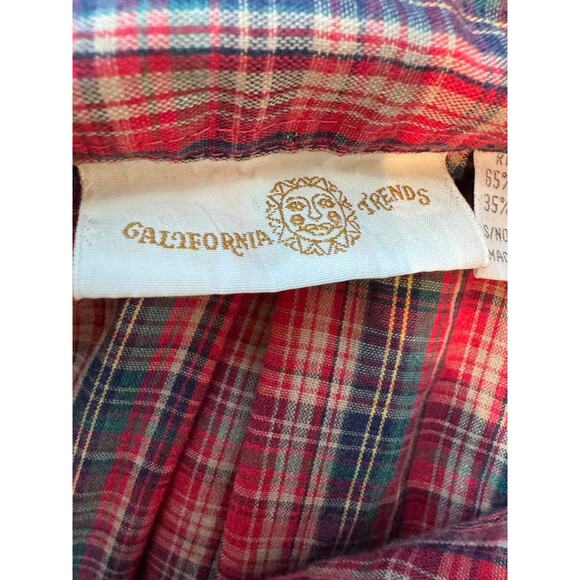 Vintage 80s Plaid Button down western long sleeve collared top Sz M - Picture 8 of 8